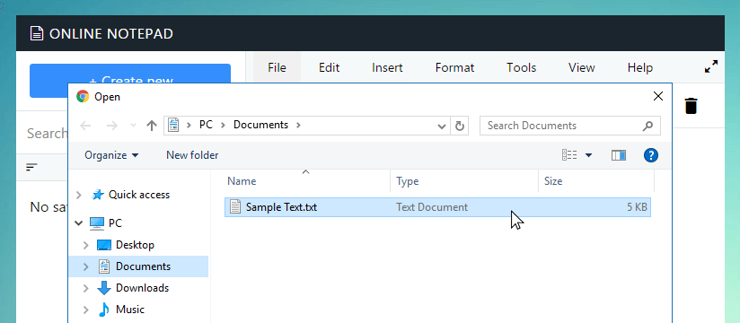 Open file dialog in Lowinfo